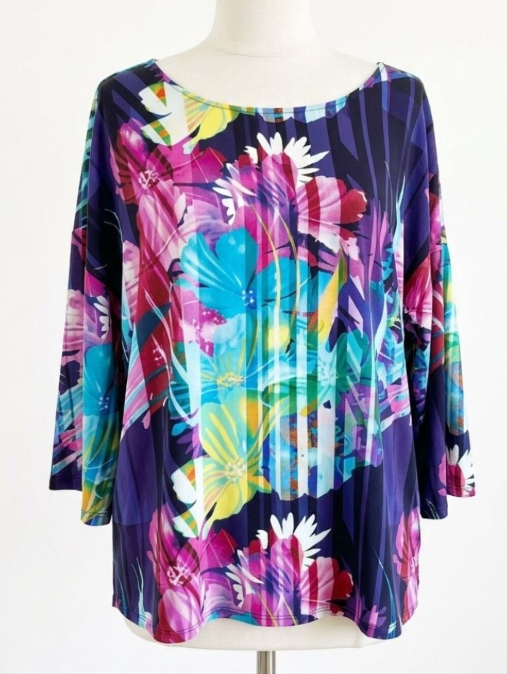 Soft Surroundings Colorful Floral Blouse L Petite LP